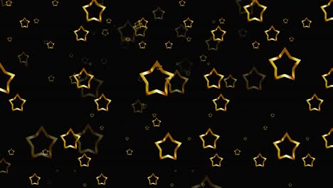 animation of gold christmas stars falling on black background