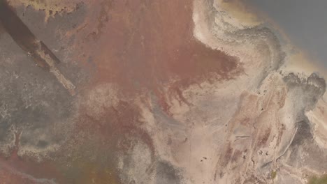 aerial cenital drone shot of sandy lake beach in scottish highlands texture from above landscape uk