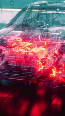 transparent car showcasing intricate design and engineering details
