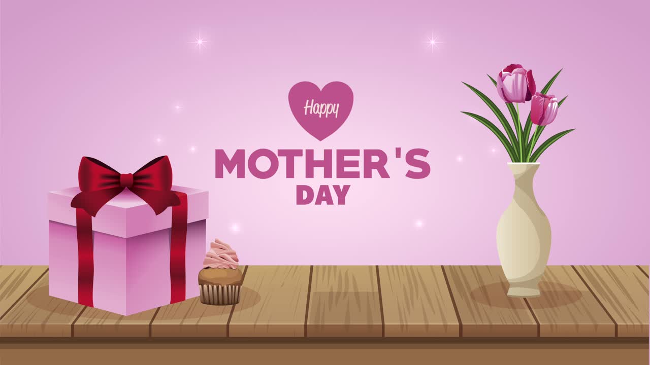 happy mothers day lettering animation