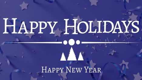 animation of happy new year text over stars falling