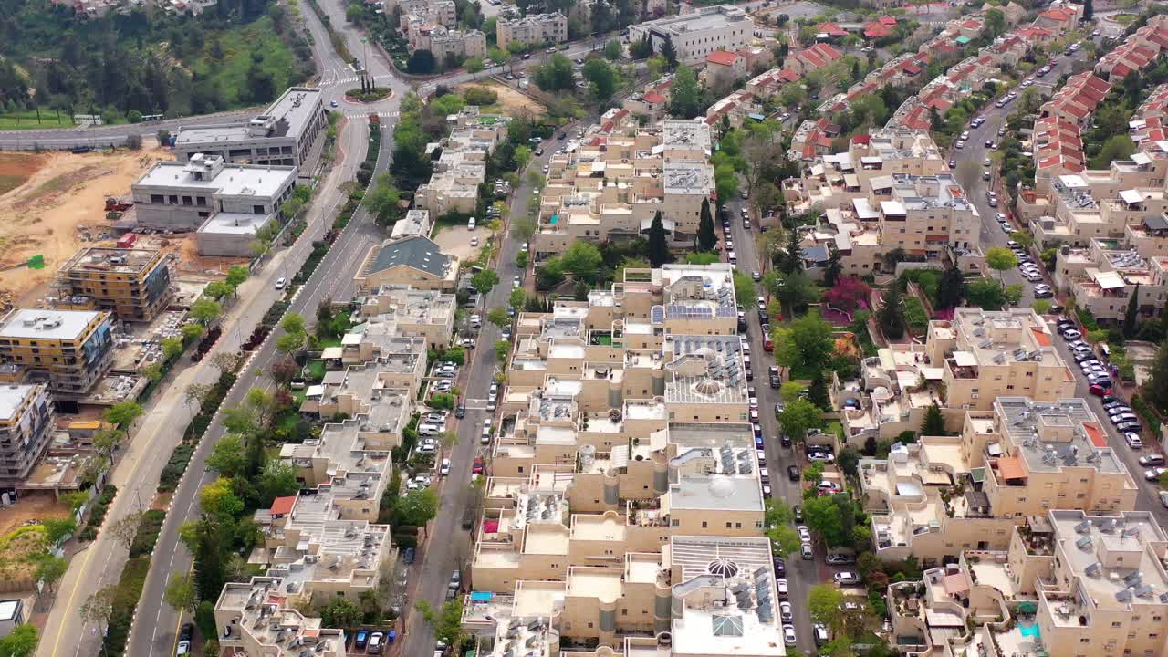 Aerial view of a densely populated residential neighborhood