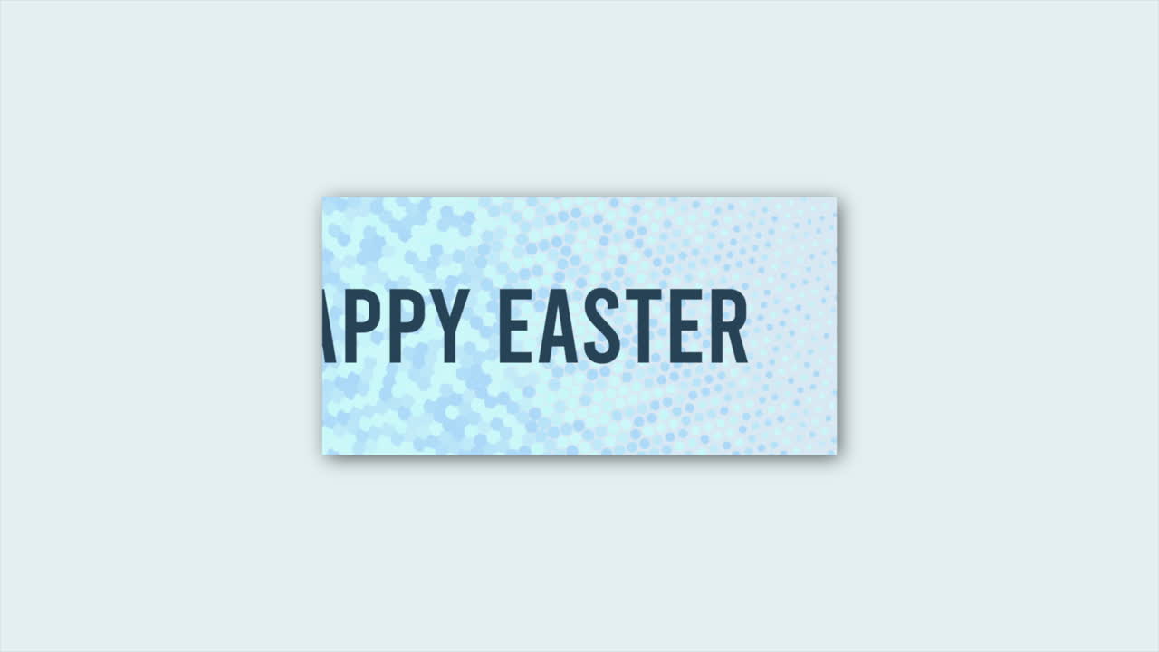 Biglietto d'auguri di Buona Pasqua con testo blu su sfondo bianco.
