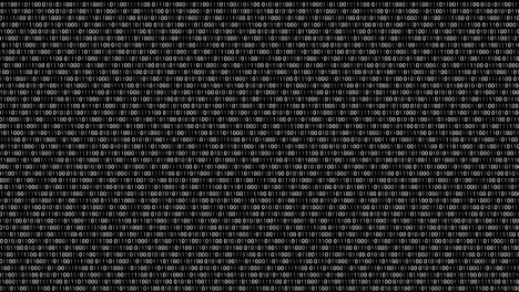 changing white binary code on black background, 0 and 1, 4k footage loop