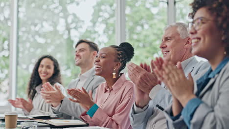 pessoas de negócios, reunião e aplausos