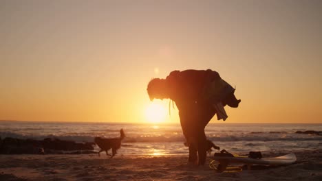 man wearing wetsuit in the beach 4k