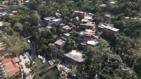 Aerial-of-Mismaloya-Puerto-Vallarta-beach-resort-town-drone-footage