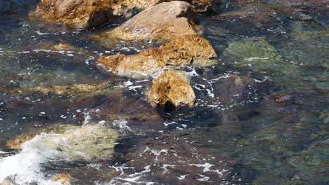 ocean waves splashing against coastal rocks