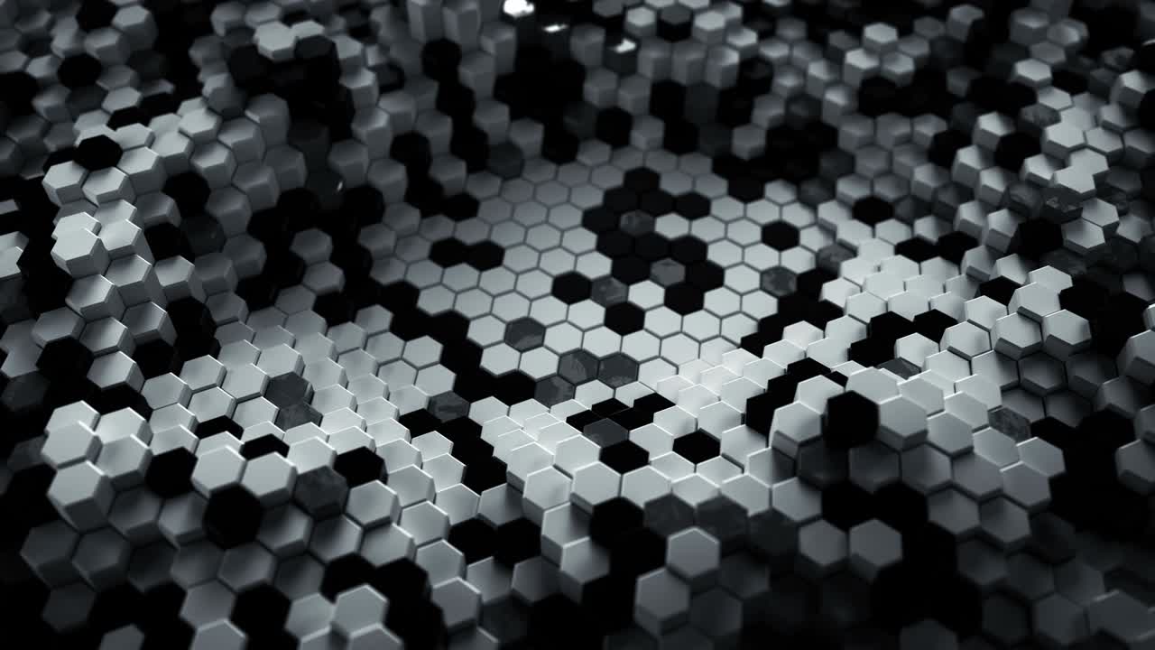 fondo abstracto con hexágonos en blanco y negro 3d render vj bucle