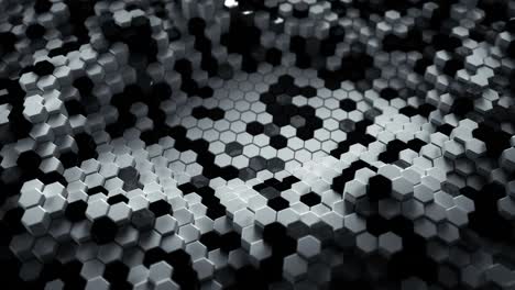 abstract background with black and white hexagons 3d render vj loop