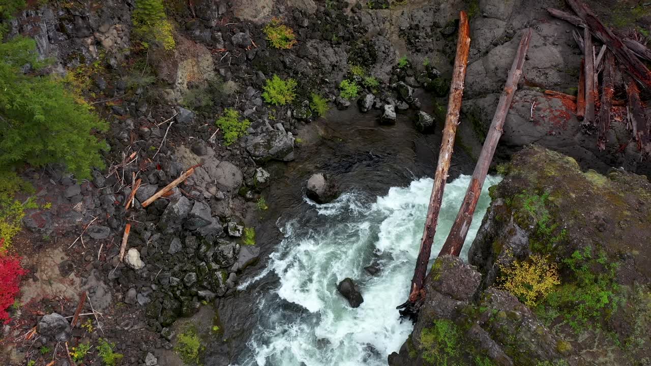 Aerial view of Takelma Gorge on the upper Rogue River near Prospect, Oregon