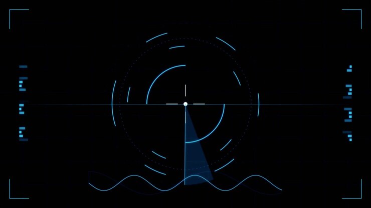 Digital Radar Interface Scanning on Dark Background