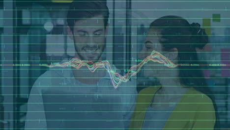 Animación-De-Procesamiento-De-Datos-Y-Diagramas-Sobre-Empresarios-Caucásicos-Discutiendo-Trabajo