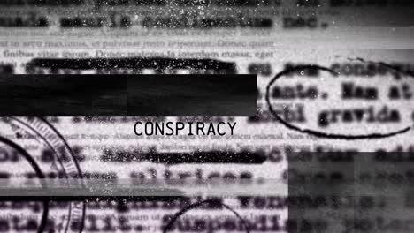 Animation-of-conspiracy-text-over-black-shapes