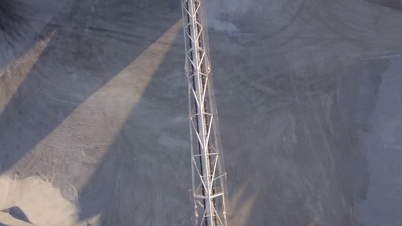 Top View Of A Sand Dredging Machine At The Reclamation Area In Kingsville, Ontario, Canada - aerial drone