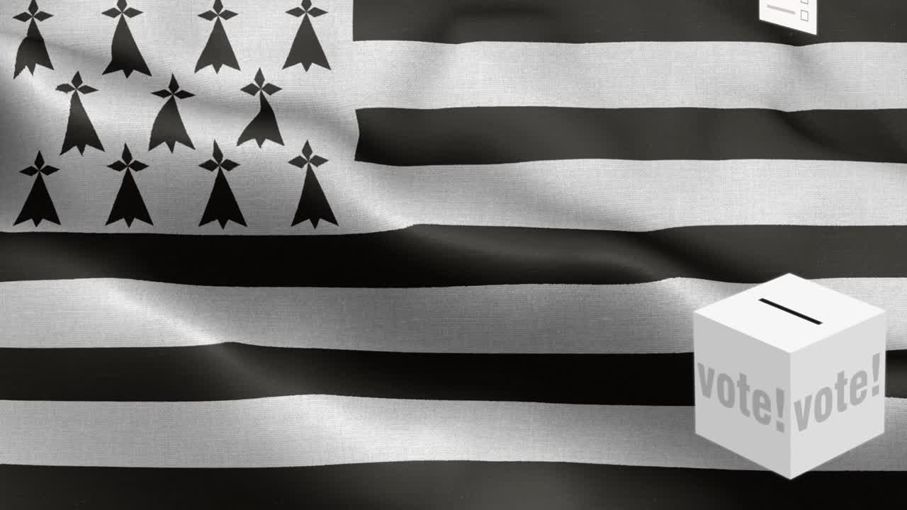 투표용지는 브리타니 선택을 위해 상자에 날아갑니다. - 발 앞에 있는 투표용지. - 선거. - 투표. - 브리타니아의 발. - 브里타니아 발 높은 세부 사항. - 국가 발 브리타냐의 파동 패턴. - 루프 가능한 요소. - 직물 질감과 끝없는 루프.