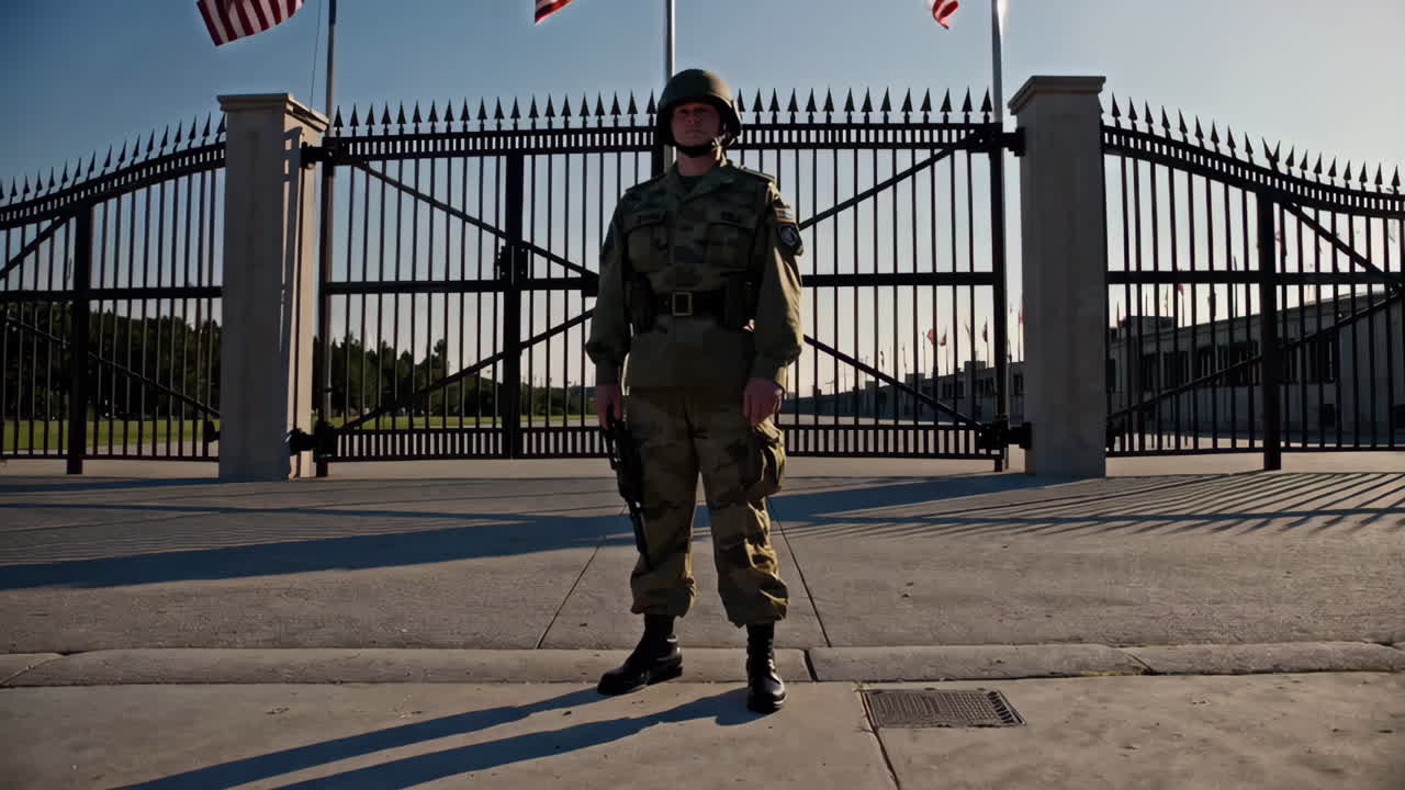 Military Guard at Checkpoint