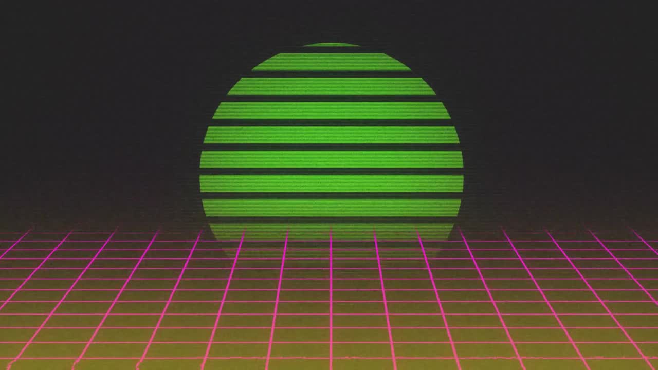 줄무 ⁇ 와 분홍색 그리드가 있는 초록색 원의 애니메이션