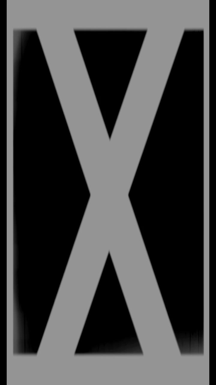 Lettera X animata che appare sullo schermo