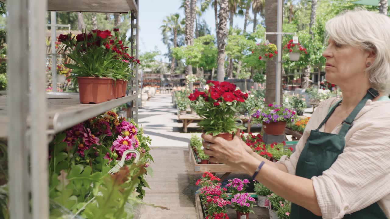 Woman working in a flower shop