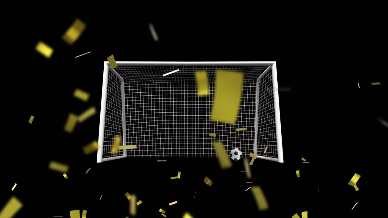 Kale ve futbol topu üzerinde konfeti animasyonu