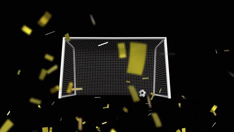 Animation-of-confetti-over-goal-and-football