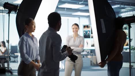 behind the scenes of a creative photoshoot: capturing the essence of professional collaboration and artistic direction in a studio environment