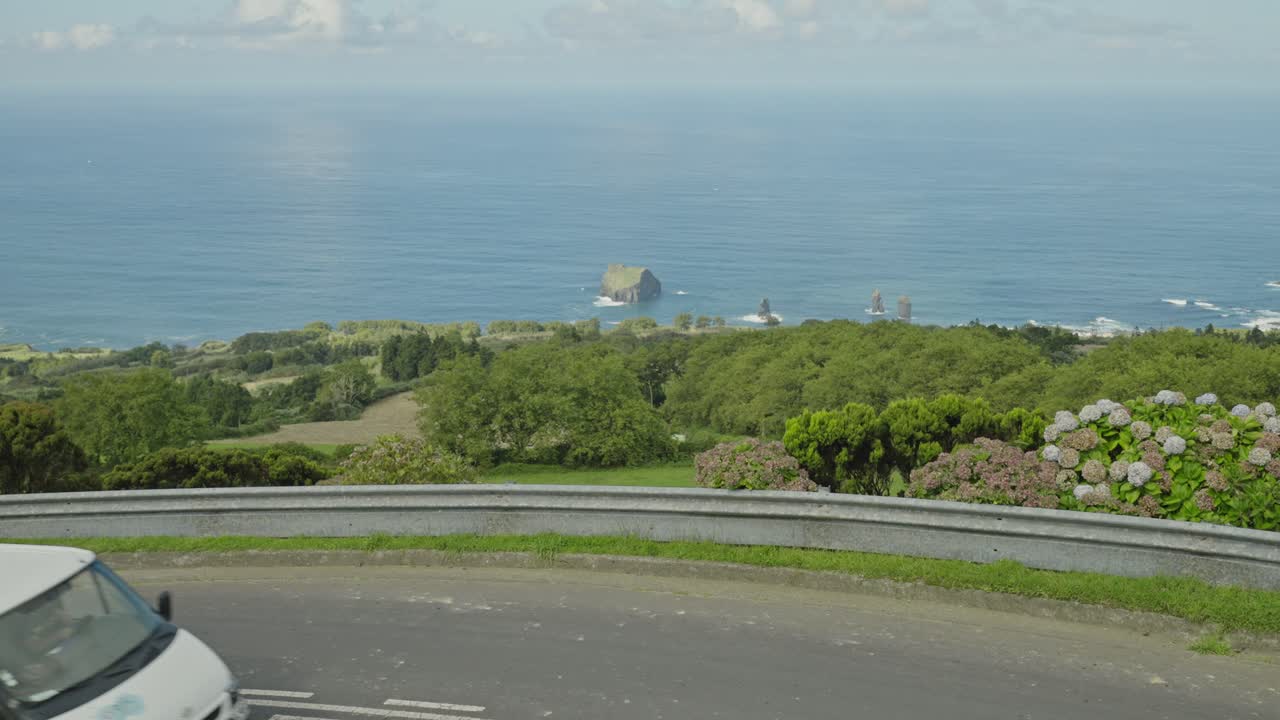 Azores: Ilheu dos Mosteiros view from watchpoint in S&atilde;o Miguel Island