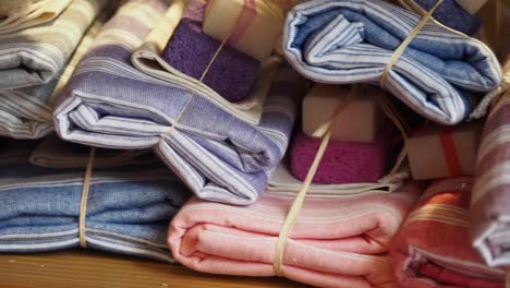 folded striped towels for sale