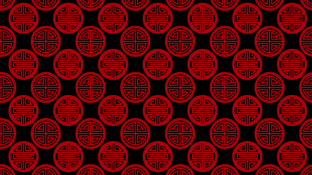 animación textura tradicional japonesa. patrón geométrico tradicional oriental rojo en pantalla negra. fondo sin costuras abstracto para el año nuevo chino. patrón de bucle de movimiento gráfico 4k