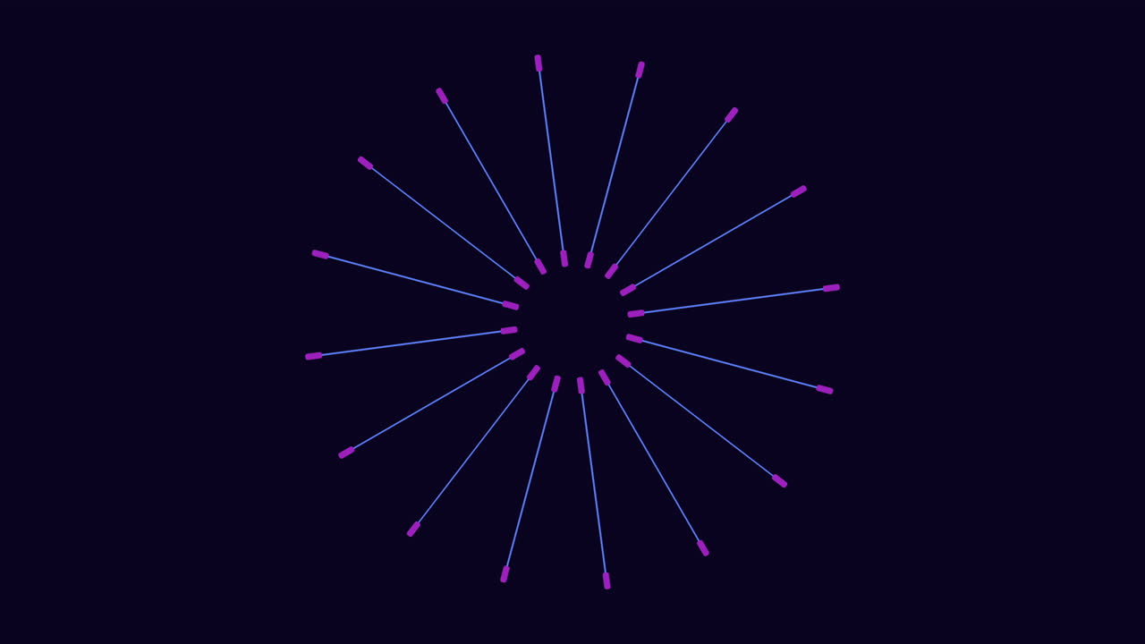 어두운 공간에 선이 있는 미래형 네온 원