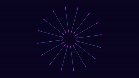 Futuristic neon circle with lines on dark space
