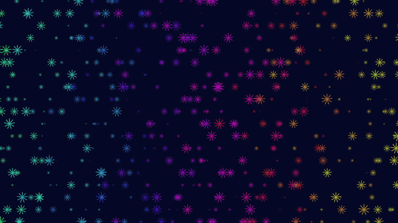 Rainbow snowflakes with neon color in dark galaxy
