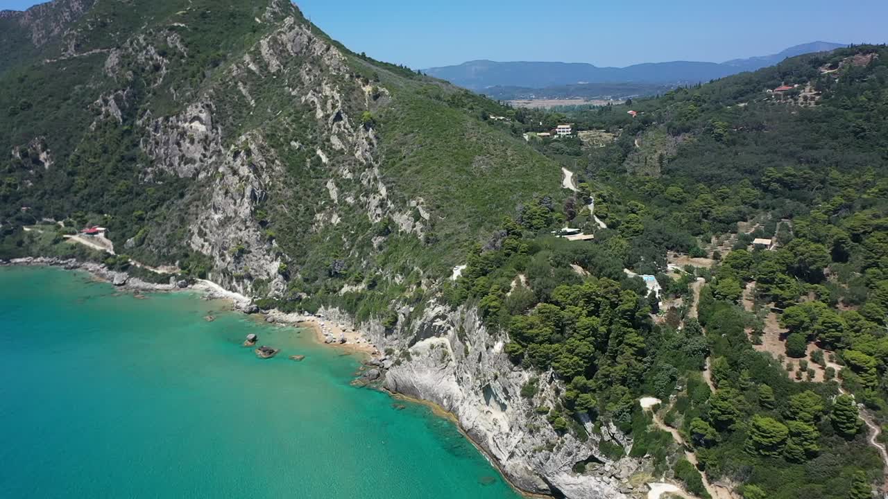 Aerial panoramic view of urban landscape on the Greek coast