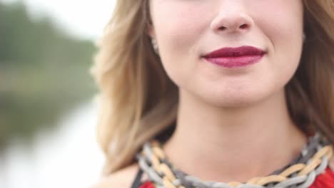 close up of lips of beautiful young woman