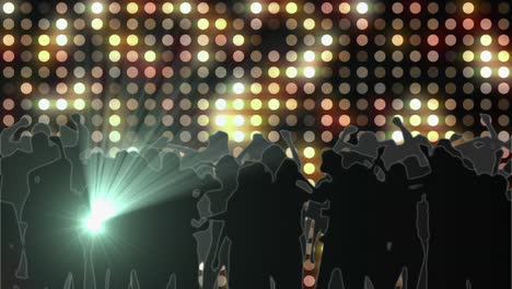 animación de puntos de luz sobre personas bailando