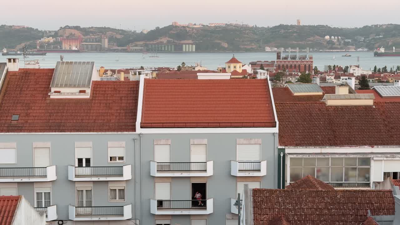 Cityscape View with Buildings and River