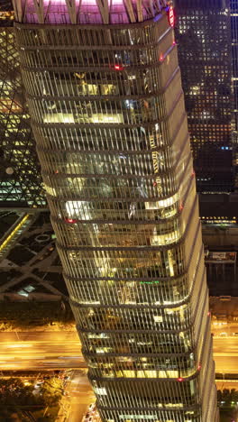 timelapse of the beijing city skyline from a high vantage point in vertical