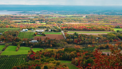 picturesque landscape view of nova scotia, canada from high view point. vibrant autumn colors. view of the rural, peaceful scenery.