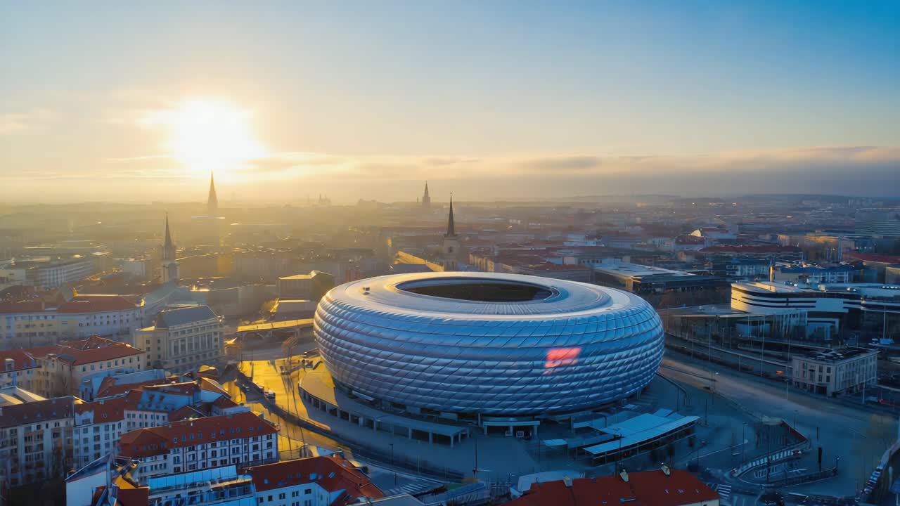 Allianz Arena Stadium in Munich at Sunset or Sunrise