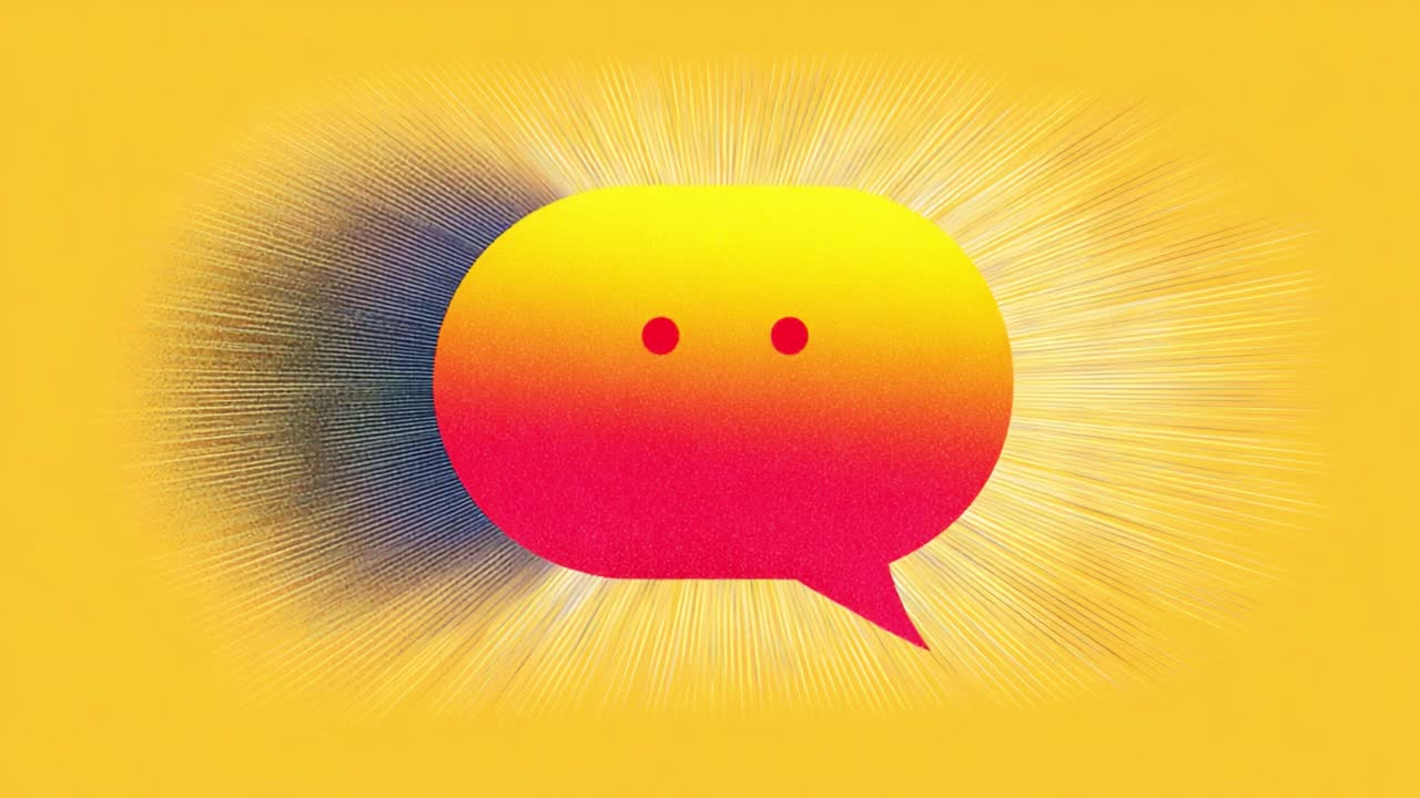 A Vibrant Communication Symbol Featuring a Colorful Speech Bubble Against a Bright Yellow Background, Radiating Energy and Inviting Engagement and Dialogue in Modern Expressions