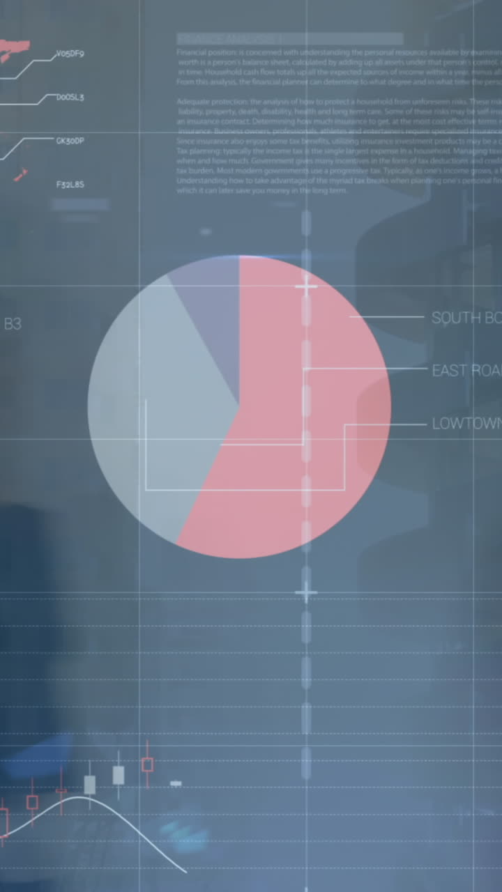 animación del procesamiento de datos financieros sobre personas de negocios caminando