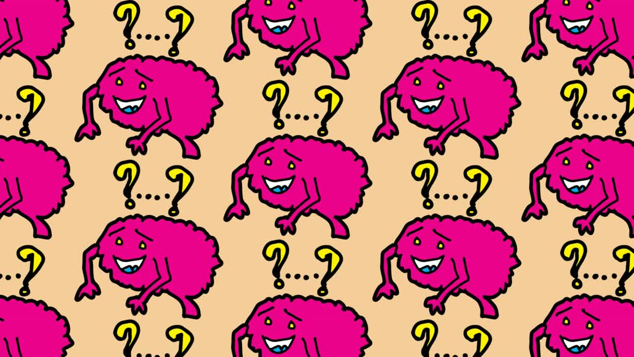 crianças desenhando pop art fundo sem costura com tema de cérebro confuso