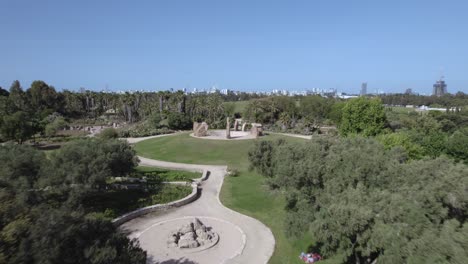 revealing the stone garden like stonehenge in tel aviv israel - drone push in shot