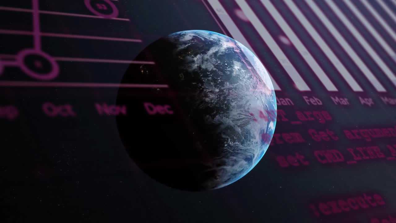 animación del procesamiento de datos financieros en todo el mundo