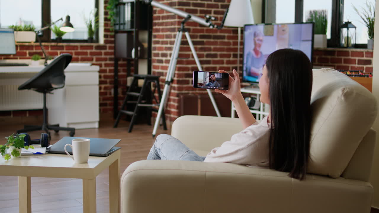 Woman on video call at home