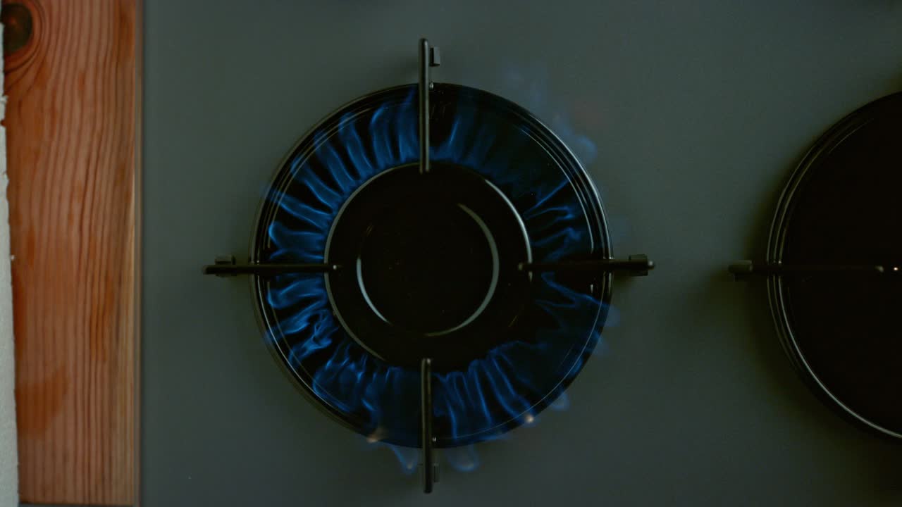 Light A Gas Cooker Manually With Match Slow Motion.