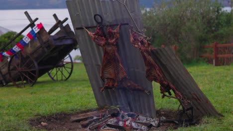 roasting lamb fiestas patrias in castro, chiloé south of chile