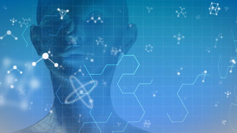 animation of molecules over digital model of human face
