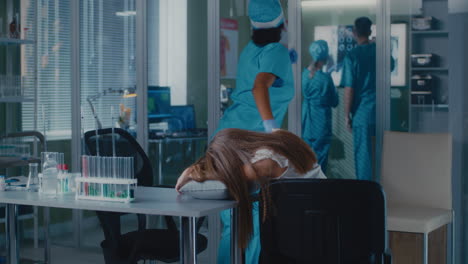 medical professional cares for unwell patient in clinic